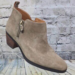 Vionic Cecily Womens 10 Wide Brown Leather Ankle Bootie Side Zip Waterproof Boot